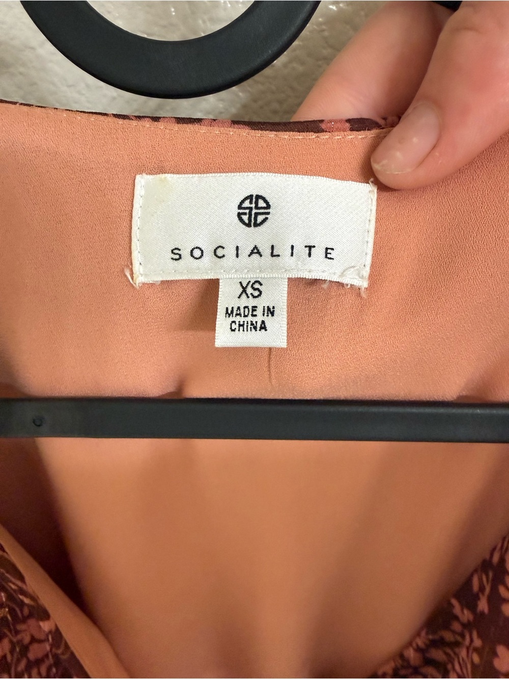 Socialite Peach and Rust Floral Wrap Dress - Picture 3 of 3